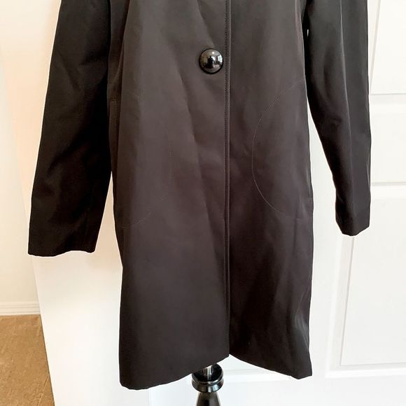 Kate Spade New York Black Trench Coat Jacket with Hood Womens Sz Medium - Picture 4 of 14